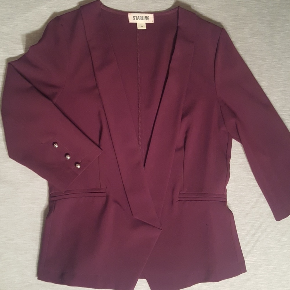 Plum Purple Open Front Lightweight Blazer